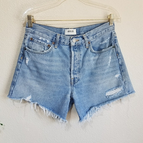 AGOLDE Parker Vintage Cut Off Denim Shorts In Swapmeet - Picture 2 of 11